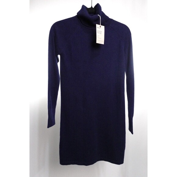 QUINCE XS Navy Blue Mongolian Cashmere Turtleneck Sweater Dress NWT New $100 - Picture 10 of 10